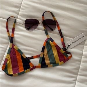 NWT Madewell peacock stripe swim top